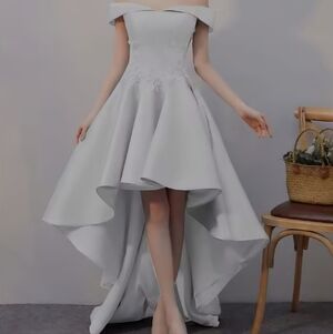 Elegant Off-Shoulder White High-Low Dress